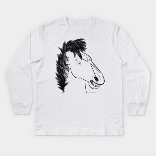 Portrait of A Horseman - Black Kids Long Sleeve T-Shirt